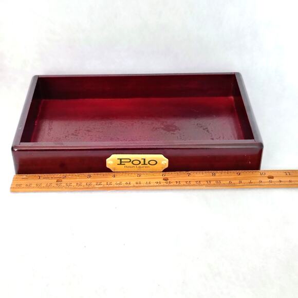 Polo Ralph Lauren Wooden Valet Tray Watch Jewelry Trinket Display Organizer VTG - Picture 5 of 7